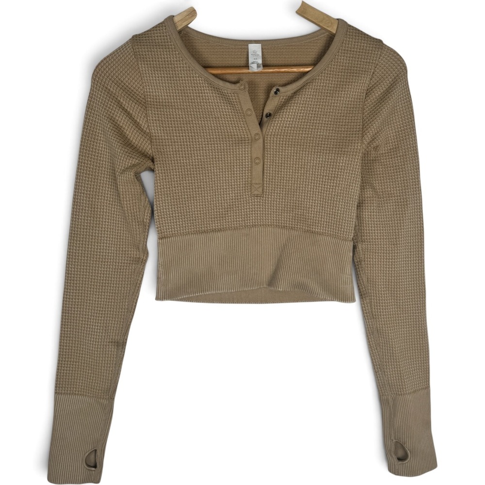 OFFLINE by Aerie Henley Top Size XS Athleisure Gorpcore Waffle Knit Cropped